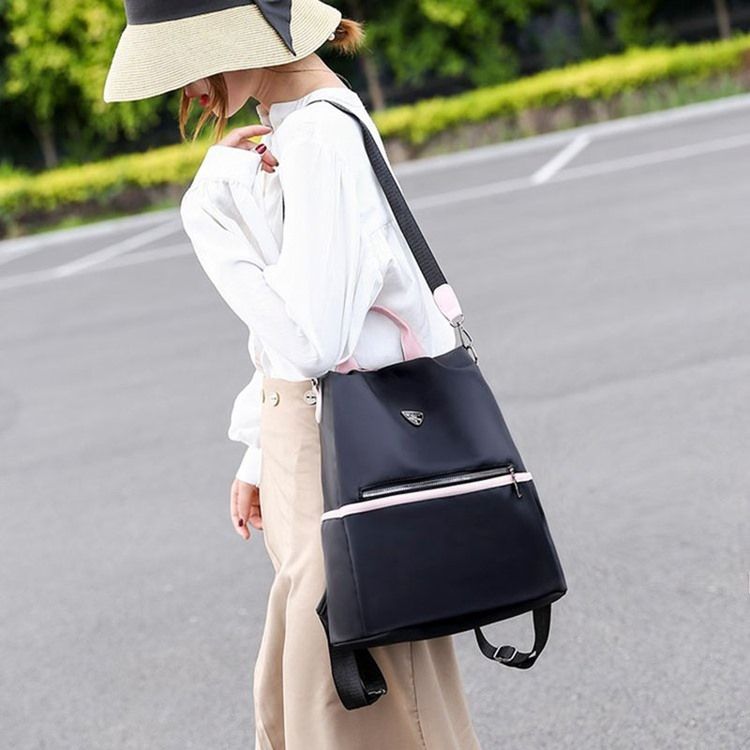 Black Color Block Oxford -reppu