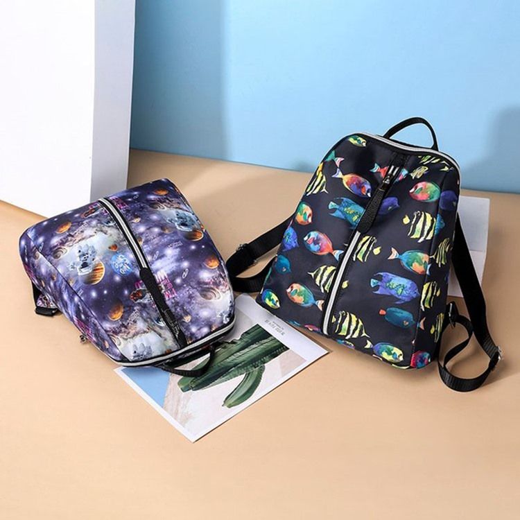 Fish Print Oxford -reppu