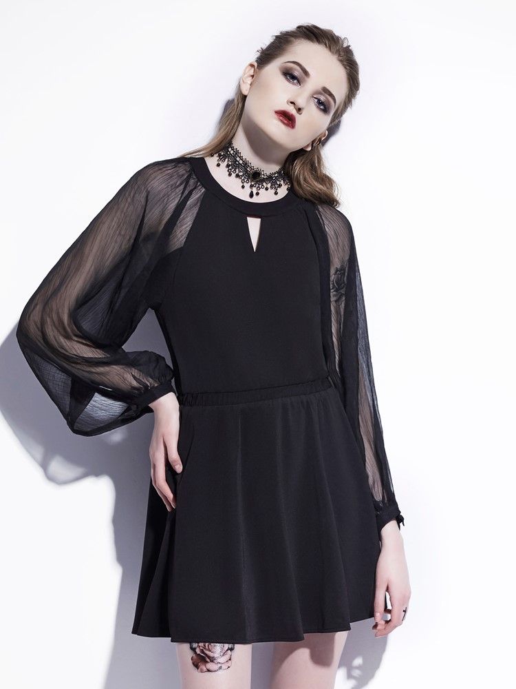 Halloween A-line Mesh Pitkähihainen Naisten Mekko