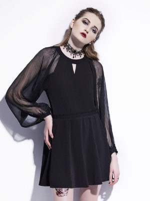 Halloween A-line Mesh Pitkähihainen Naisten Mekko