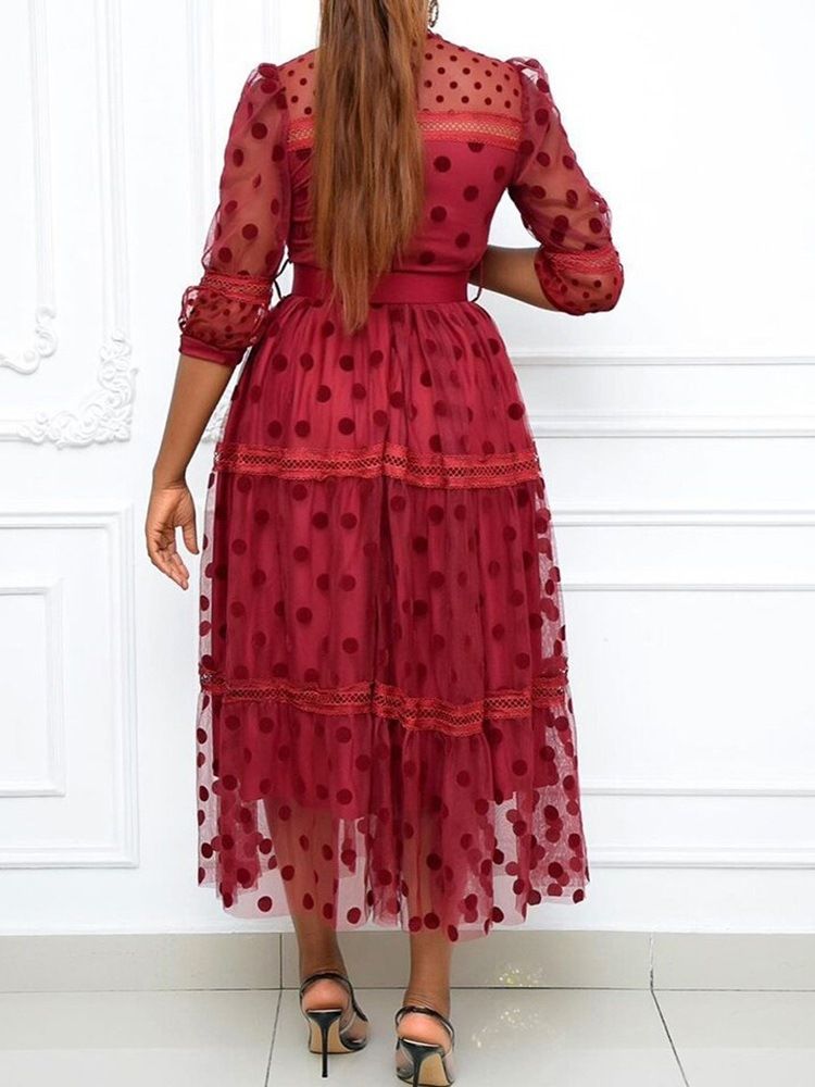 Kolmen Vuosineljänneksen Hihaton Tilkkutäkki Nilkka Pituus Polka Dots Makea Naisten Mekko