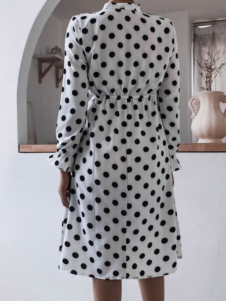 Mid-calf Patchwork -jousi Kaulus A-linjainen Pilkullinen Naisten Mekko