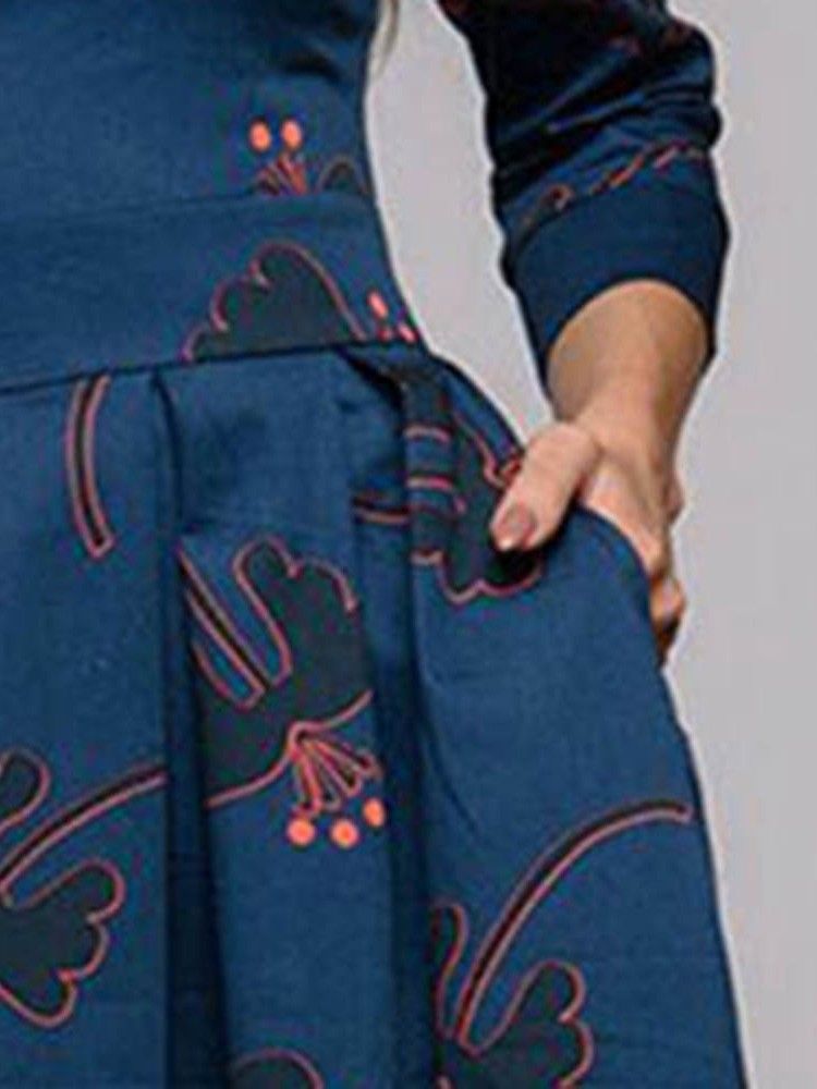 Naisten Pyöreä Kaula-aukko 3/4-hiha Säännöllinen Kukkainen Mekko
