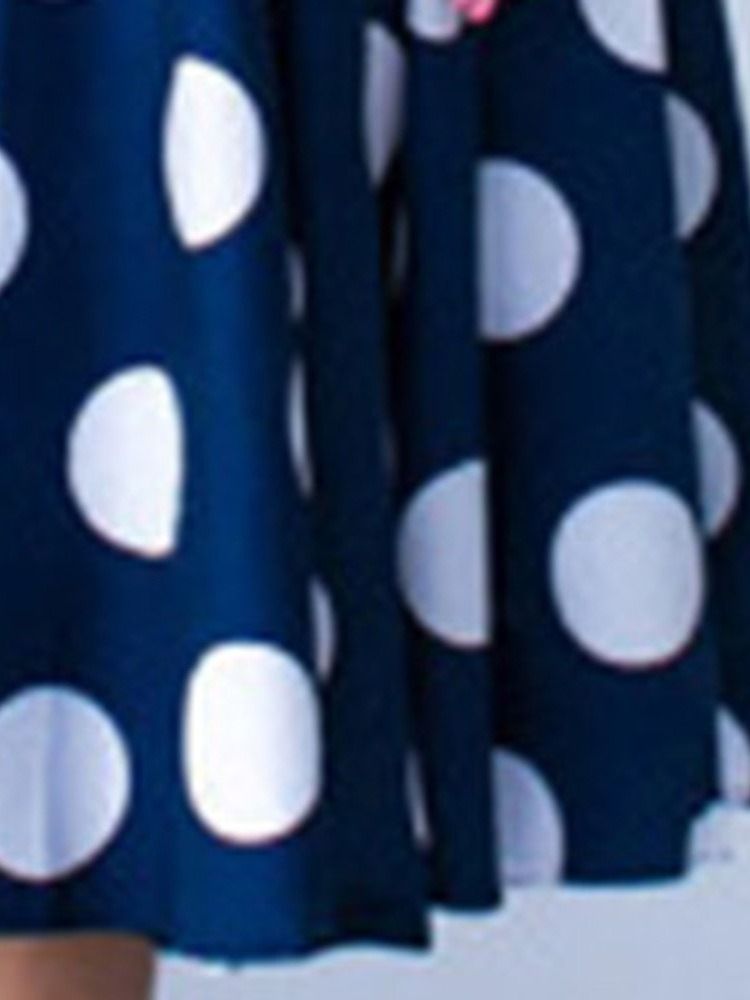 Naisten Pyöreä Kaula-aukkoinen Lyhythihainen Polka-piste Jossa On A-linjainen Mekko