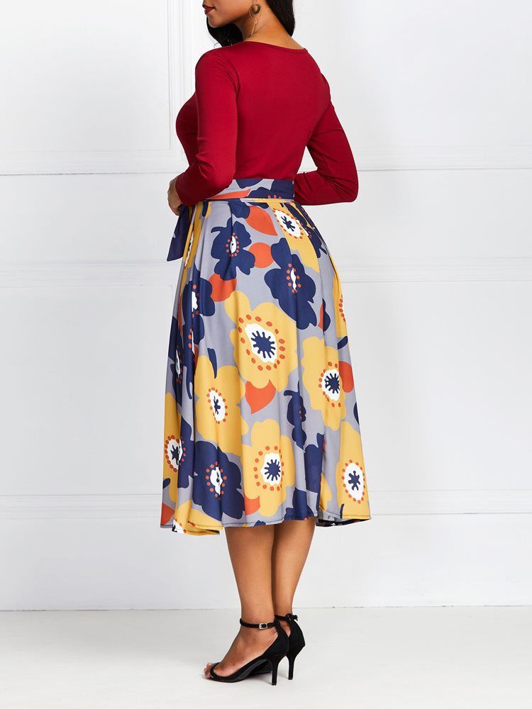 Naisten Pyöreä Kaula-aukkoinen Pusero Patchwork-mekko