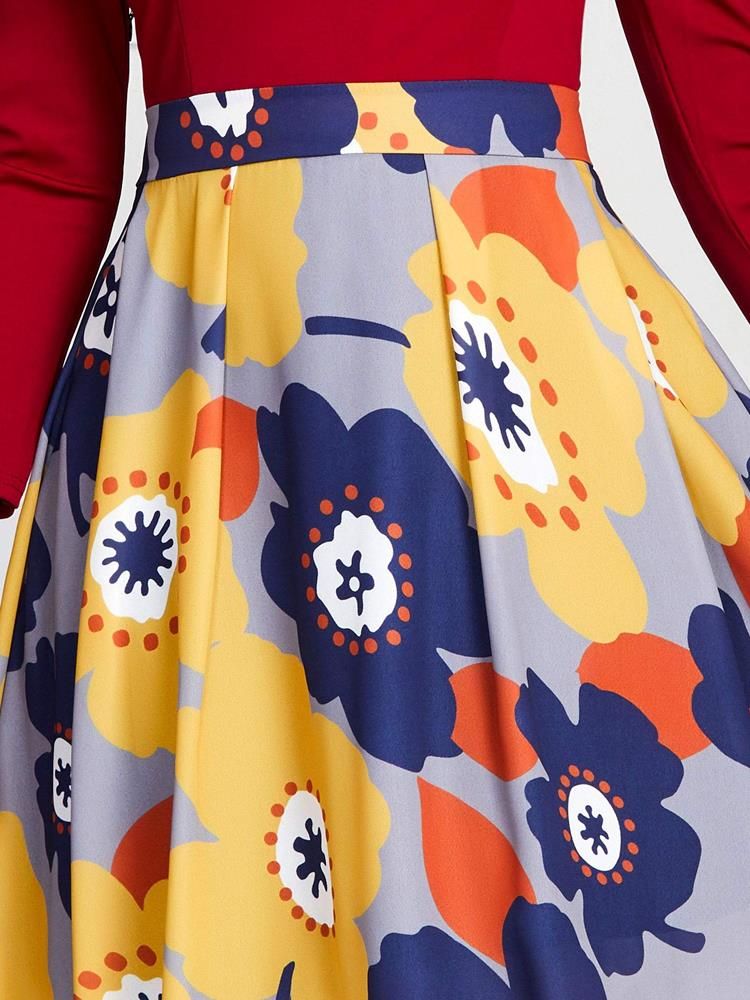 Naisten Pyöreä Kaula-aukkoinen Pusero Patchwork-mekko