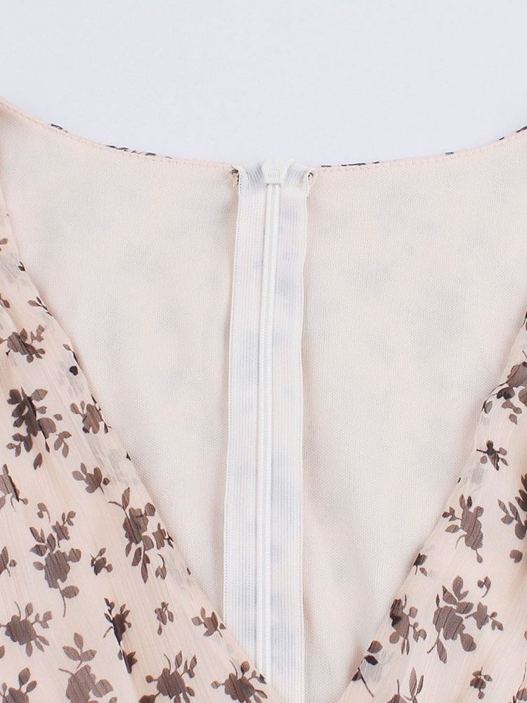 Naisten Sifonkikukkainen Falbala-trim Flowy A Line -mekko