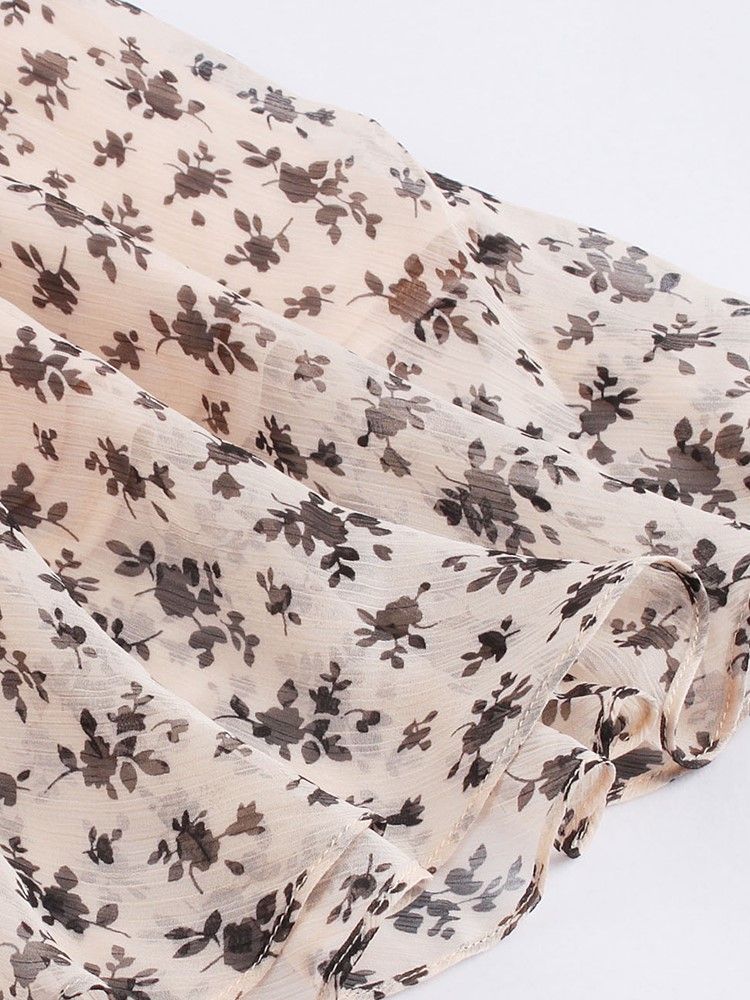 Naisten Sifonkikukkainen Falbala-trim Flowy A Line -mekko