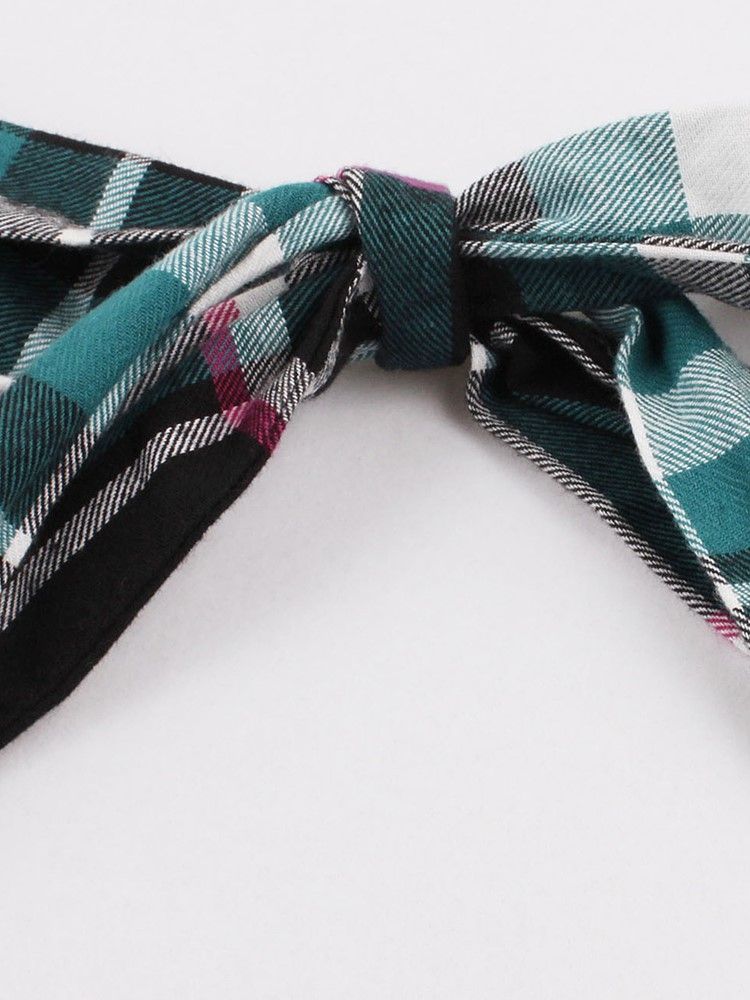 Naisten Tartan Sidottu Kaula-aukkoinen Laskostettu Pallopuku A-linjainen Mekko