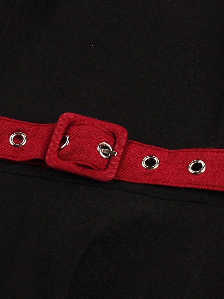 Naisten Väripatruuna Patchwork Belt A Line -mekko