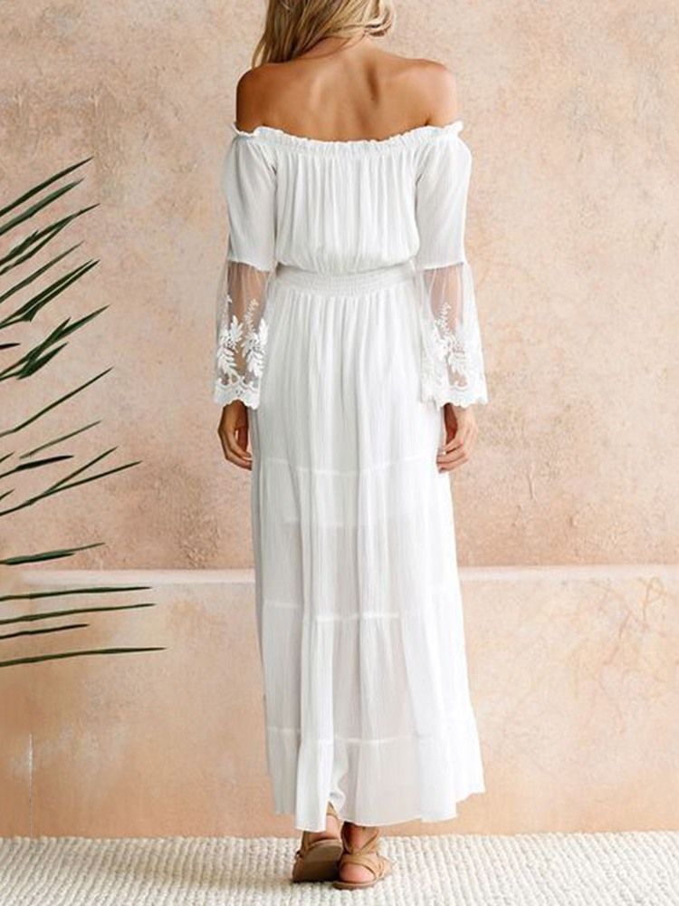 Off Shoulder Patchwork Nilkka Pituus Pullover Cold Shoulder Naisten Mekko