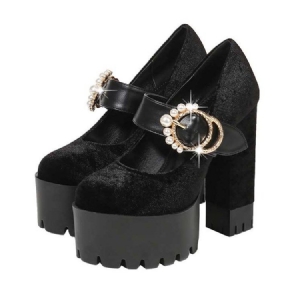 Faux Mokkanahka Chunky Heel Round Toe Naisten Tanssikengät