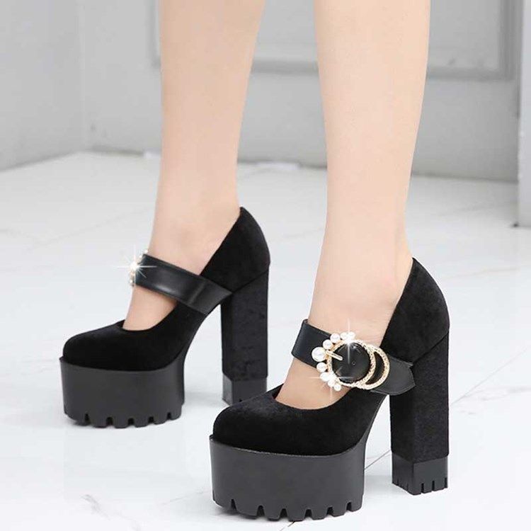 Faux Mokkanahka Chunky Heel Round Toe Naisten Tanssikengät