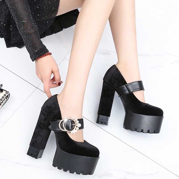 Faux Mokkanahka Chunky Heel Round Toe Naisten Tanssikengät