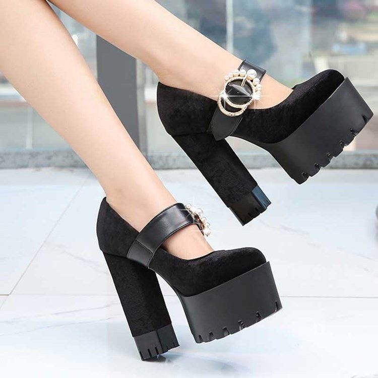 Faux Mokkanahka Chunky Heel Round Toe Naisten Tanssikengät