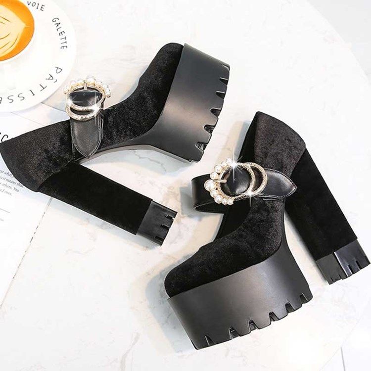 Faux Mokkanahka Chunky Heel Round Toe Naisten Tanssikengät