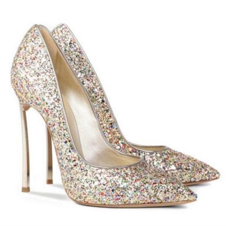 Naisten Glit Sequin Piikkikorko Slip-on-kengät