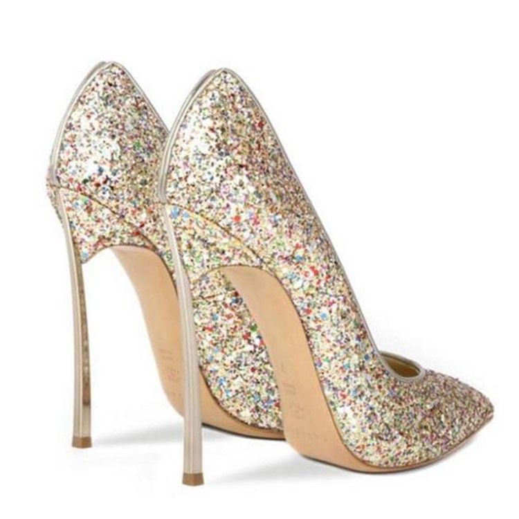 Naisten Glit Sequin Piikkikorko Slip-on-kengät