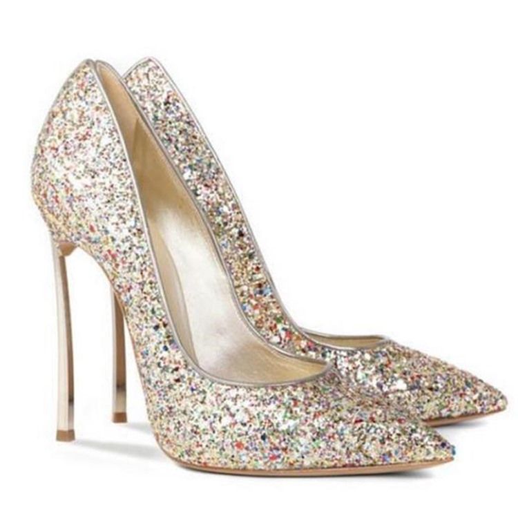 Naisten Glit Sequin Piikkikorko Slip-on-kengät