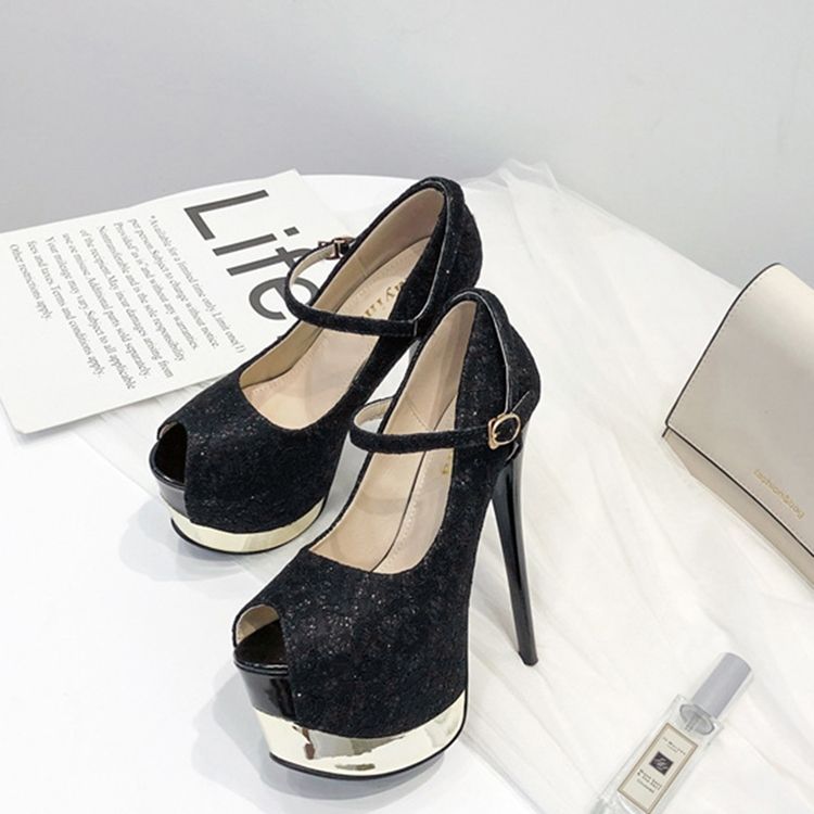 Platform Piikkikorko Peep Toe Solki Naisten Tanssikengät