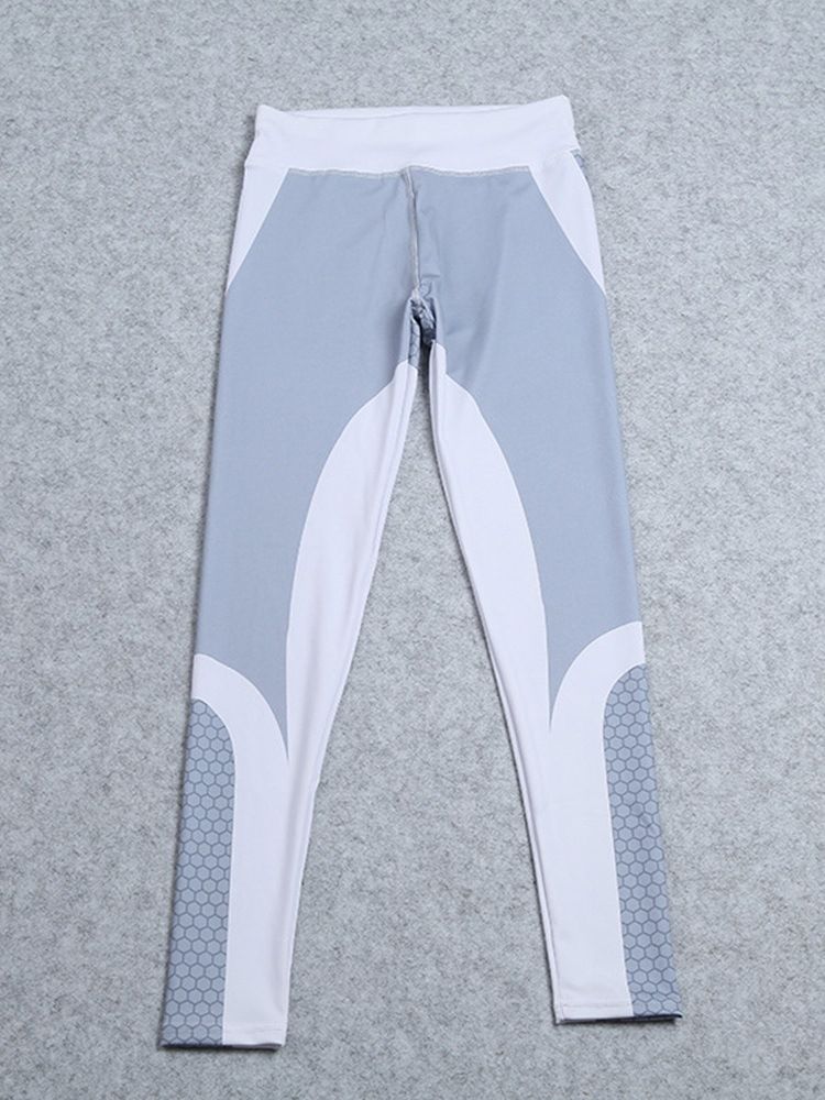 Color Block Honeycomb Print Naisten Joogahousut Korkea Vyötärö Tiktok-leggingsit