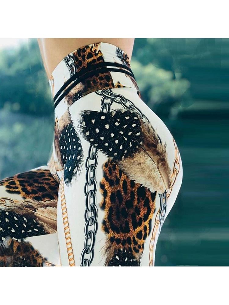 Ketjutopopainatus Väripaletti Korkea Vyötäröiset Naisten Leggingsit Joogahousut Korkea Vyötärö Tiktok Leggingsit