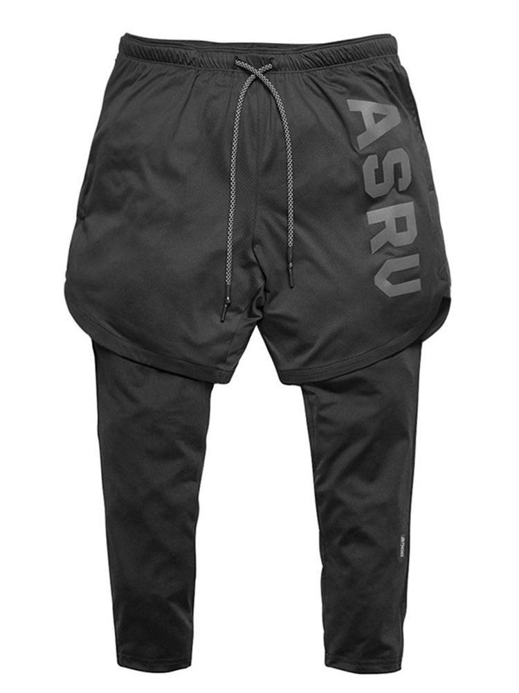 Miehet Fake Kaksiosainen Kirje Pocket Kuntosali Urheilu Shortsit
