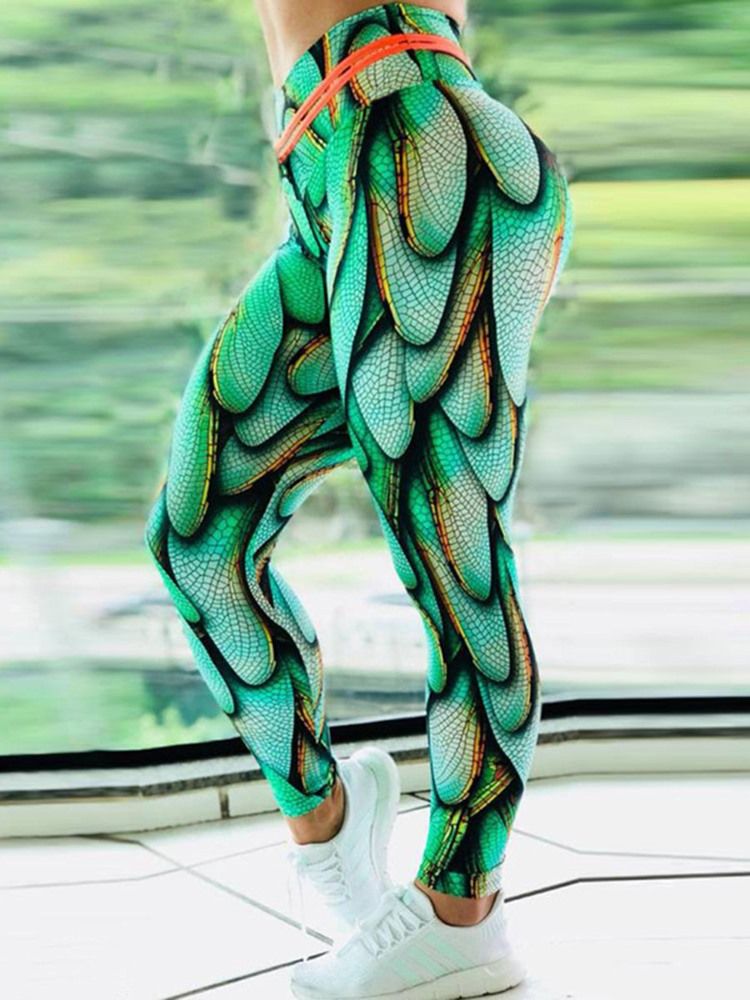 Naiset Print Color Block Gym Sports Fitness Leggings -joogahousut Korkea Vyötärö Tiktok-leggingsit