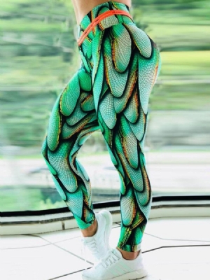Naiset Print Color Block Gym Sports Fitness Leggings -joogahousut Korkea Vyötärö Tiktok-leggingsit