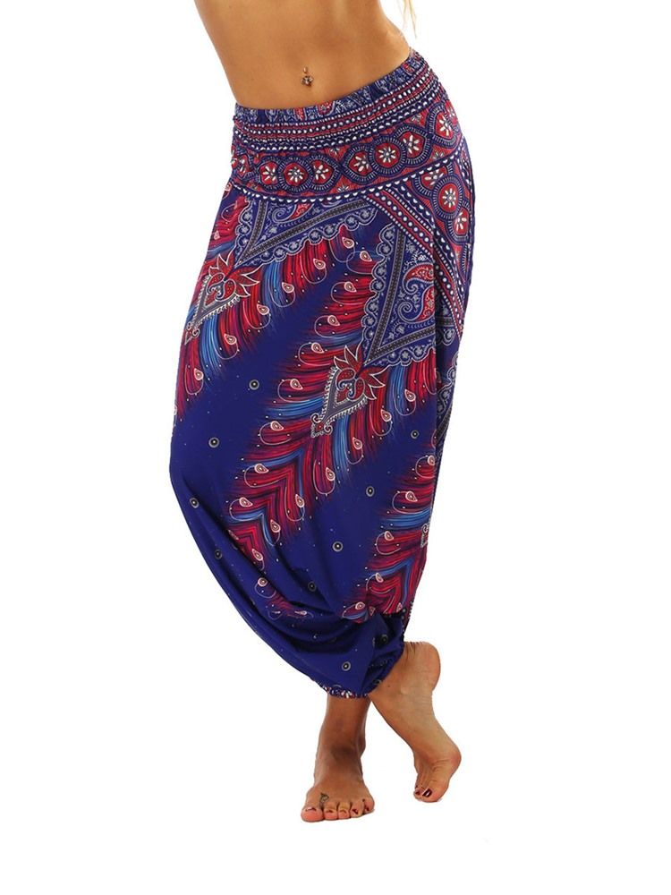Naisten Bohemian Geometry Print Looseyoga Harem -housut