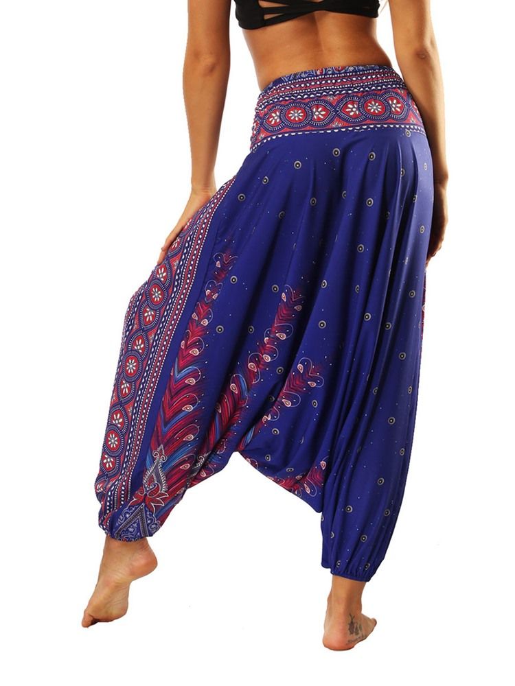 Naisten Bohemian Geometry Print Looseyoga Harem -housut