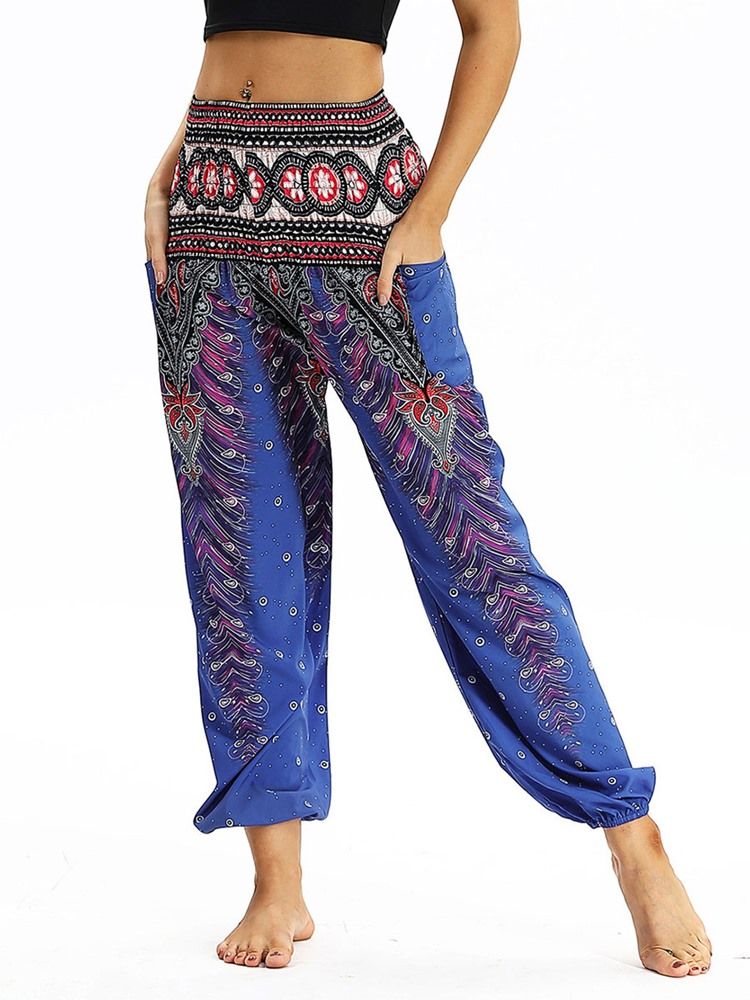 Naisten Boho-geometriset Painetut Jooga-haaremihousut