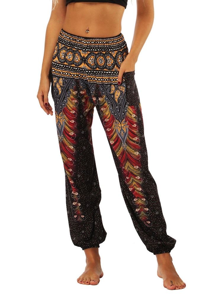 Naisten Boho-geometriset Painetut Street Dance -joogahousut