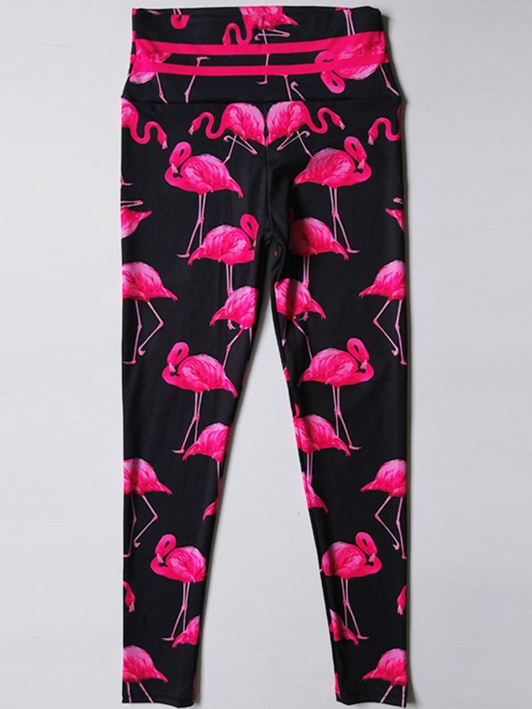 Naisten Flamingo-painatus Eläinten Kuntosali Urheilujooga-leggingsit Joogahousut Korkeavyötäröiset Tiktok-leggingsit