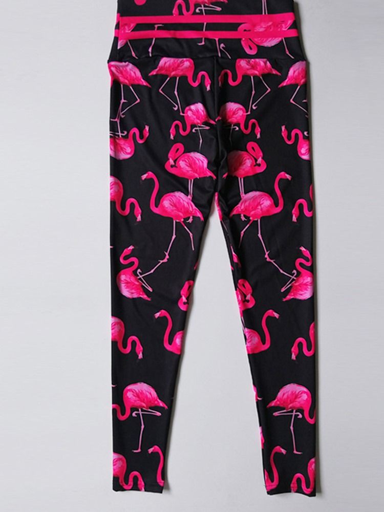 Naisten Flamingo-painatus Eläinten Kuntosali Urheilujooga-leggingsit Joogahousut Korkeavyötäröiset Tiktok-leggingsit