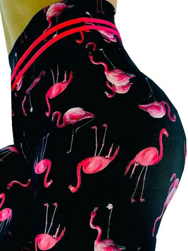 Naisten Flamingo-painatus Eläinten Kuntosali Urheilujooga-leggingsit Joogahousut Korkeavyötäröiset Tiktok-leggingsit