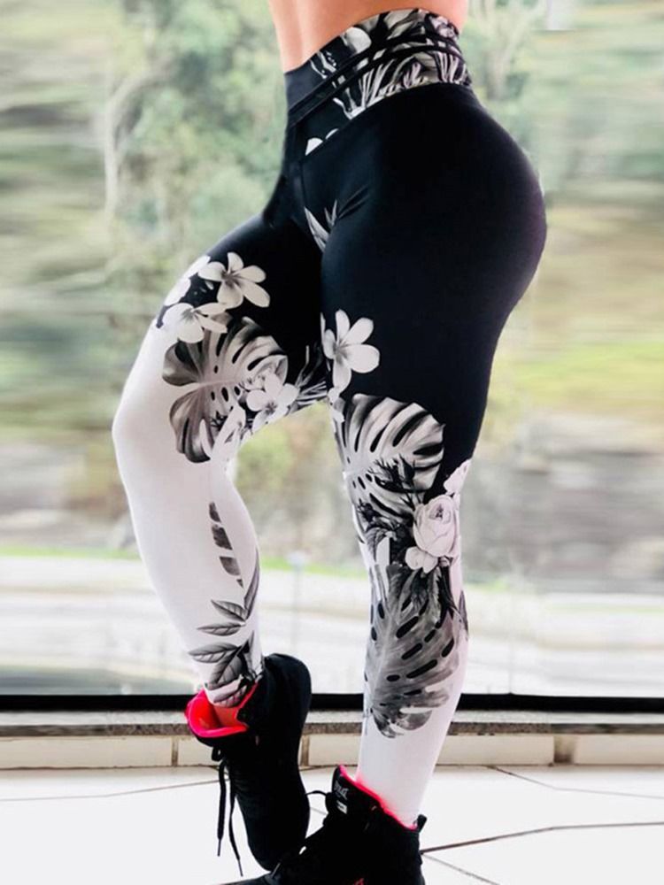 Naisten Kukka-aiheiset Hengittävät Kuntosaliurheilujoogahousut Korkea Vyötärö Tiktok-leggingsit
