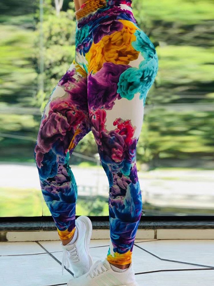 Naisten Kukka-aiheiset Kuntosalilajit Täyspitkät Leggingsit Joogahousut Korkea Vyötärö Tiktok-leggingsit