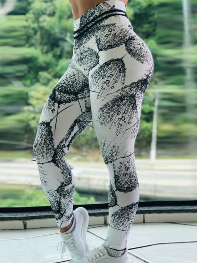 Naisten Painovärit Hengittävät Täyspitkät Leggingsit Joogahousut Korkea Vyötärö Tiktok-leggingsit
