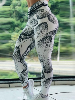 Naisten Painovärit Hengittävät Täyspitkät Leggingsit Joogahousut Korkea Vyötärö Tiktok-leggingsit
