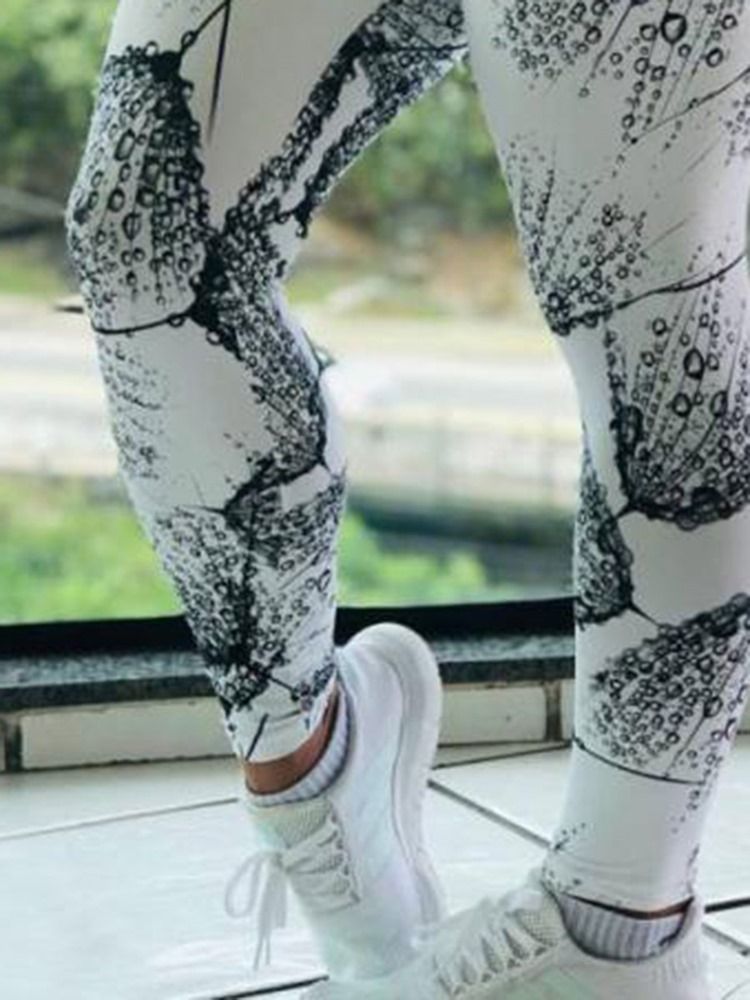 Naisten Painovärit Hengittävät Täyspitkät Leggingsit Joogahousut Korkea Vyötärö Tiktok-leggingsit