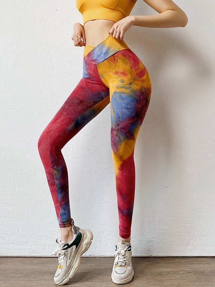 Naisten Patchwork-värilohko Anti-hiki-nilkanpituiset Joogahousut Korkea Vyötärö Tiktok-leggingsit
