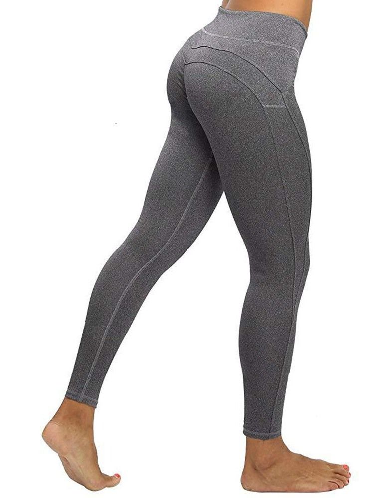 Naisten Polyesterihengittävä Kiinteä Nilkka Pituus Leggingsit Jooga Housut Korkea Vyötärö Tiktok Leggingsit