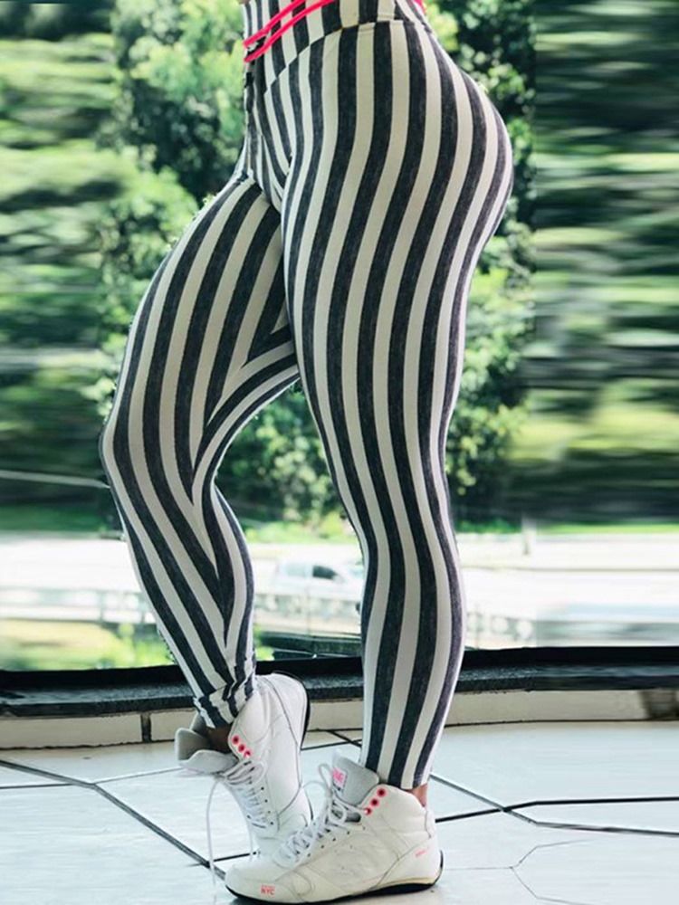 Naisten Raitajulisteiset Korkeavyötäröiset Push Up -jooga-leggingsit Korkealla Vyötäröllä Tiktok-leggingsit