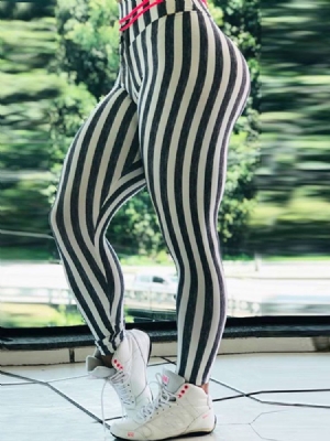 Naisten Raitajulisteiset Korkeavyötäröiset Push Up -jooga-leggingsit Korkealla Vyötäröllä Tiktok-leggingsit