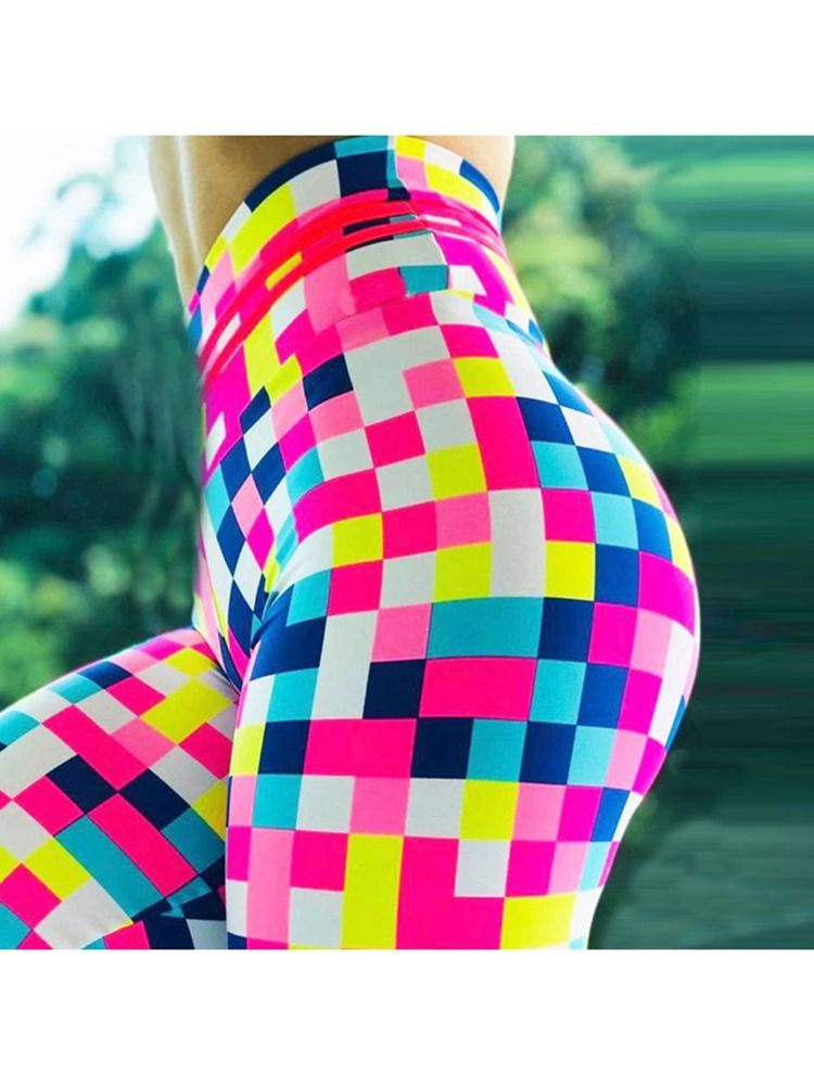 Naisten Väripainatetut Korkeavyötäröiset Jooga-leggingsit Korkea Vyötäröiset Tiktok-leggingsit
