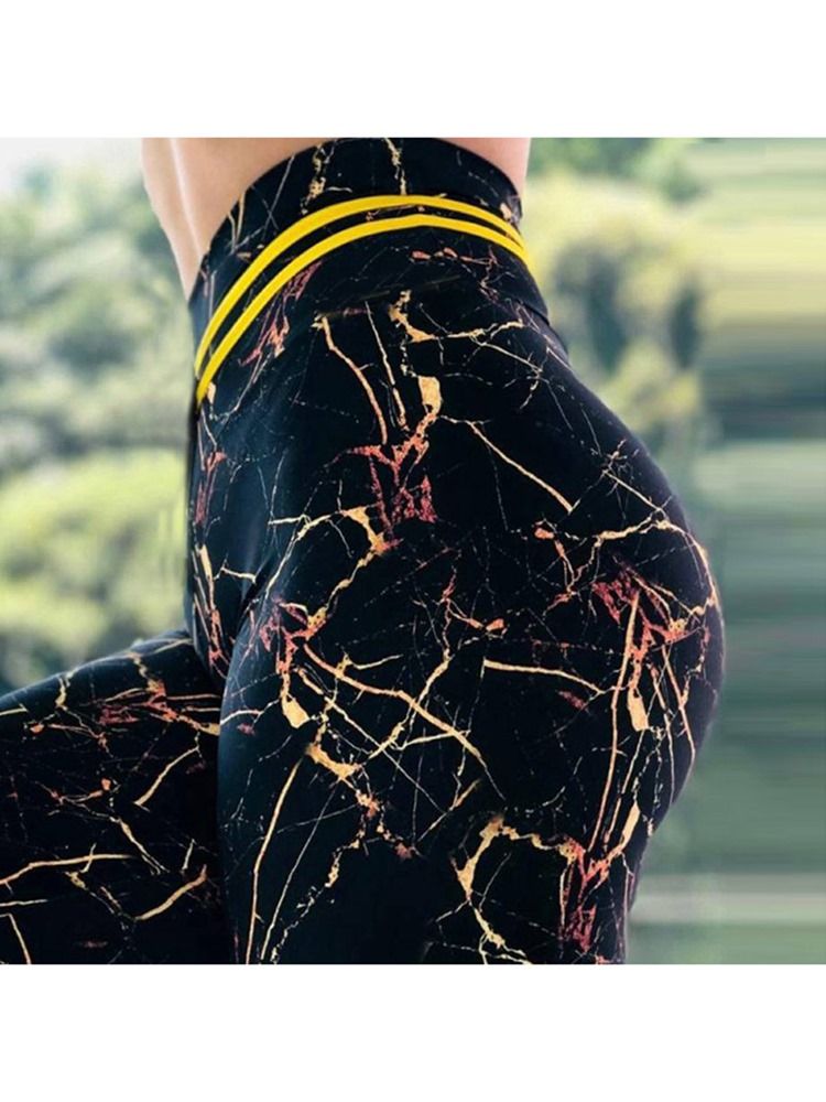 Naisten Väripainatetut Korkeavyötäröiset Jooga-leggingsit Korkea Vyötäröiset Tiktok-leggingsit