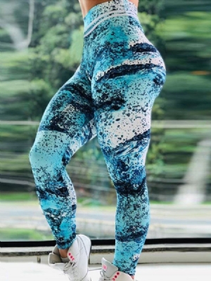 Naisten Väripainatus Korkea Vyötärö Kuntoiluhousut Leggingsit Jooga Housut Korkea Vyötärö Tiktok Leggingsit
