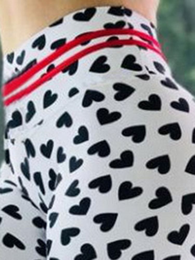 Naisten Väripaletti Sydänpainatuksella Hengittävät Kuntosaliurheilujoogahousut Korkea Vyötärö Tiktok-leggingsit