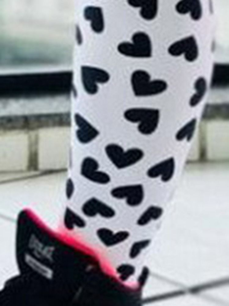 Naisten Väripaletti Sydänpainatuksella Hengittävät Kuntosaliurheilujoogahousut Korkea Vyötärö Tiktok-leggingsit